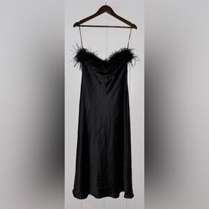 Lucy Paris Flora Feather Satin Slip Dress Women S NEW Elegant Party Whimsigoth‎